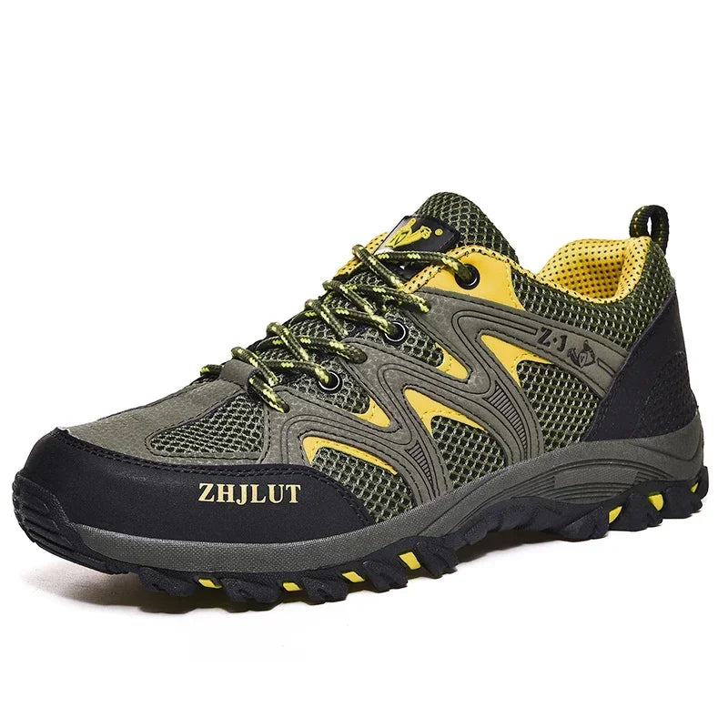 New Summer Men Casual Shoes Outdoor Mesh Sneakers Women Non-slip Lace Up Trekking Footwear Breathable Camping Spring Black Shoes