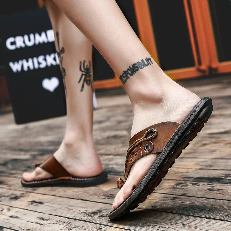 Men Handmade Braided Rope Flip-flops Mixed Colors Low Gang Summer Casual Outdoor Breathable Beach Shoes Non-slip Oxfords Slides