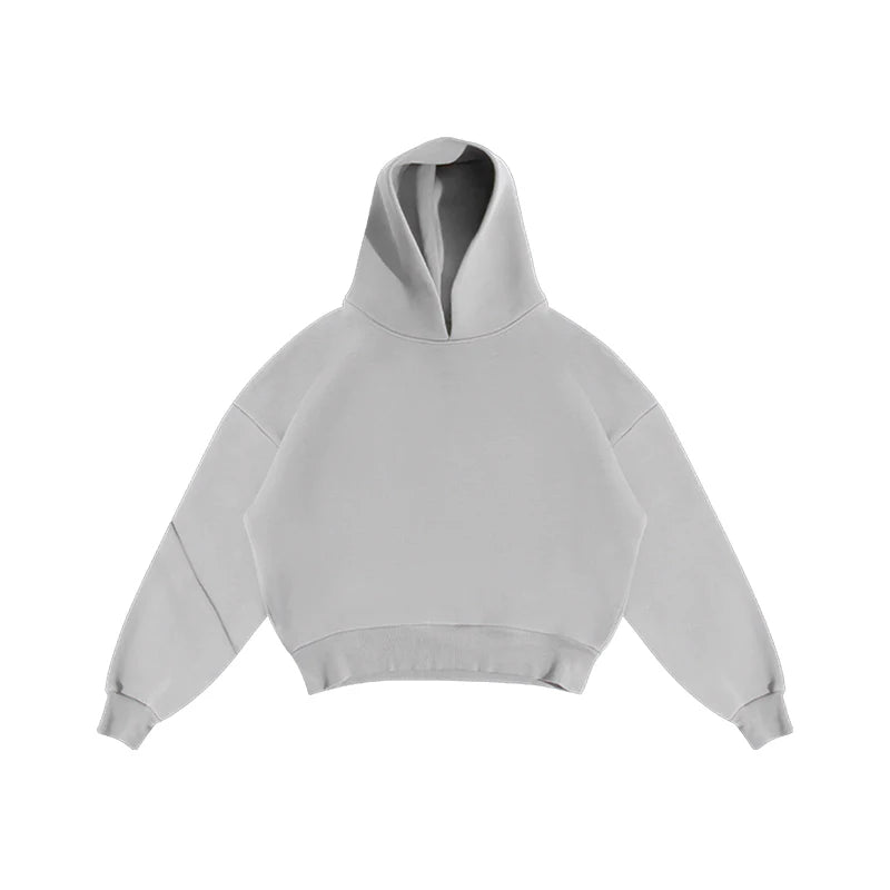 Casual Solid Hooded Pullover Straight Pants 2 Piece Set Tracksuit For Male Fashion Loose Hoodies Sweatshirt Wide Leg Sweatpants