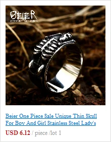 BEIER Wholesale Classic Garden Flower Skull Ring For Man Stainless Steel Man's Punk Style Jewelry BR8-071 US Size Halloween Gift