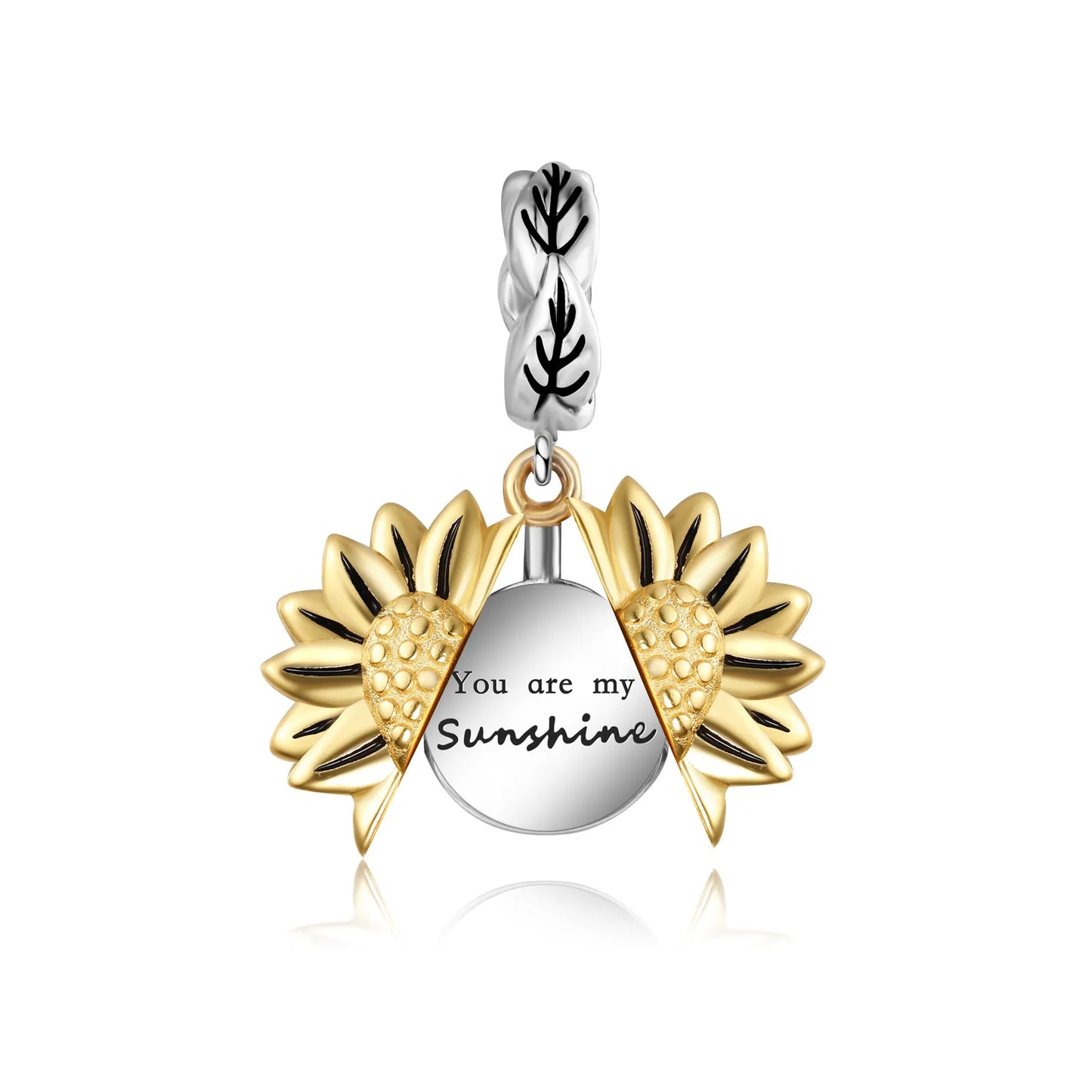 New 925 Sterling Silver Two Tone Golden Sunflower Lucky Stars Charm Fit Bracelet & Necklace Sun Moon Diamond Charm Jewelry DIY