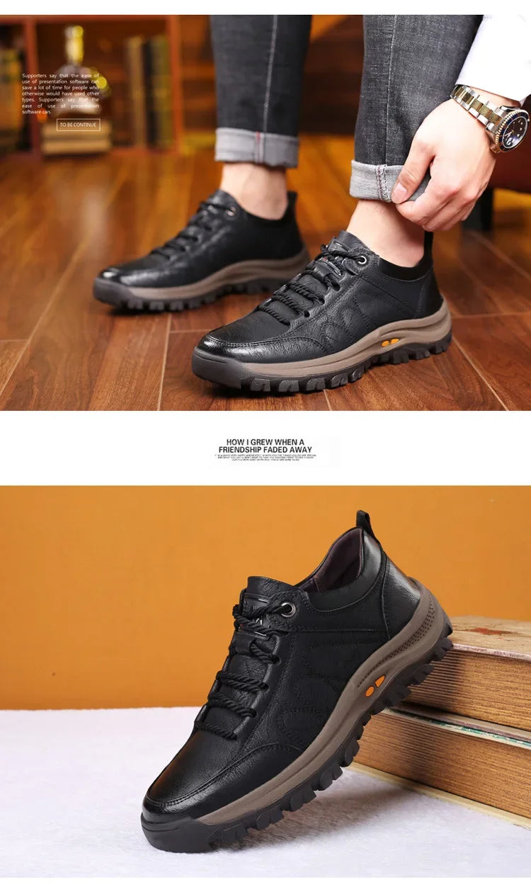 Lightweight Odor-proof Outdoor Wear-resistant Non-slip Hiking Shoes Men Leather PU Casual Shoes Men's Sports Shoes Zapatillas