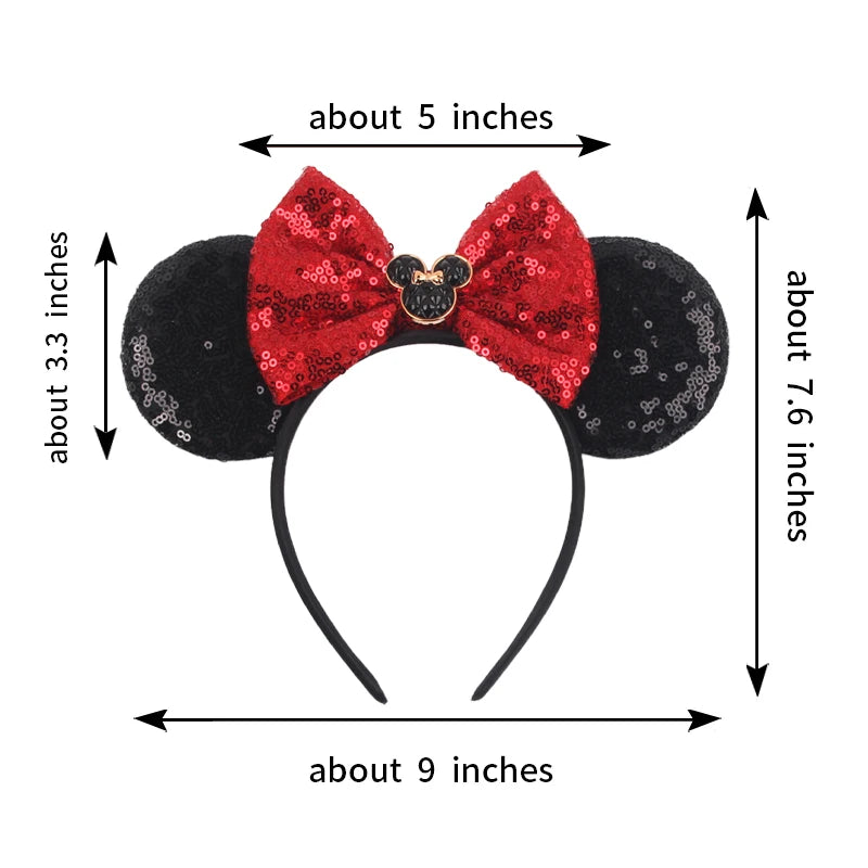 2025 New Halloween Mickey Mouse Ears Headbands Sequins Hair Bow Women Festival Party Cosplay Hairband Gift Kids Hair Accessories