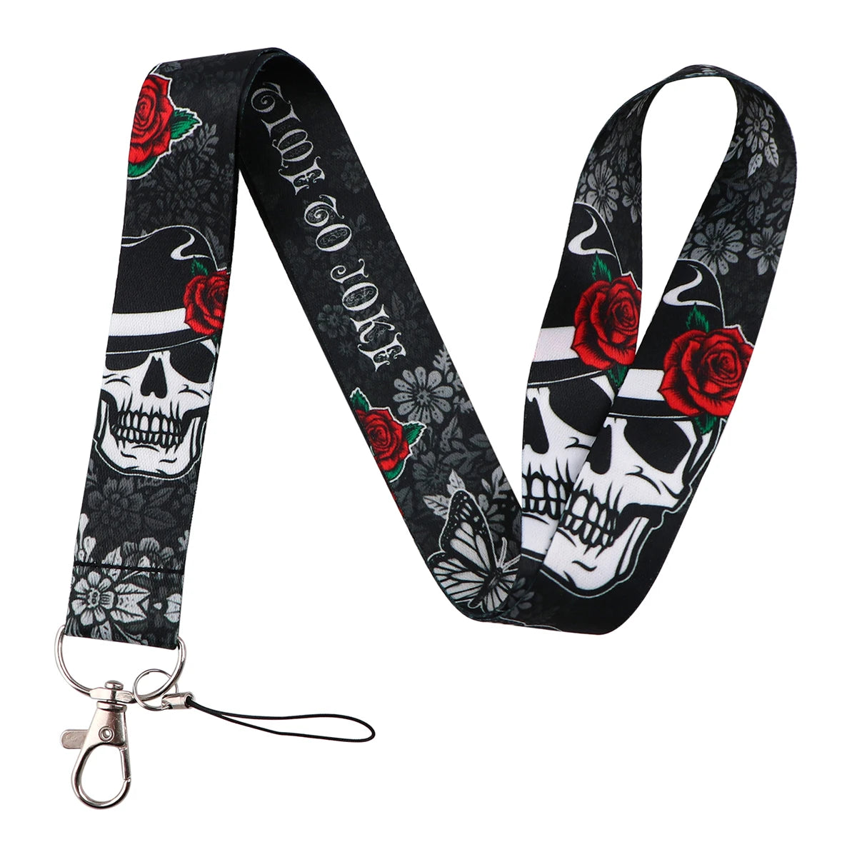 Halloween Skull Rose Punk Gothic Lanyard Card Holder Neck Strap for Key ID Card Phone Straps Badge Holder DIY Hanging Rope
