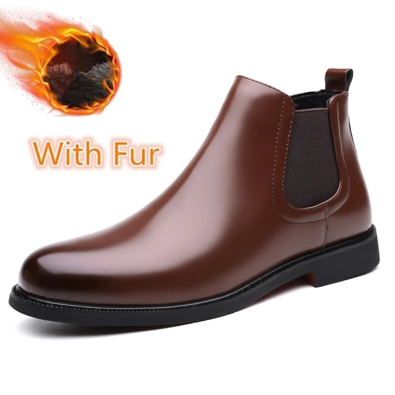 Casual Leather Mens Chelsea Boots Comfortable Male Business Shoes Fashion Men Ankle Boots Classic Outdoor Botas High Top Shoes