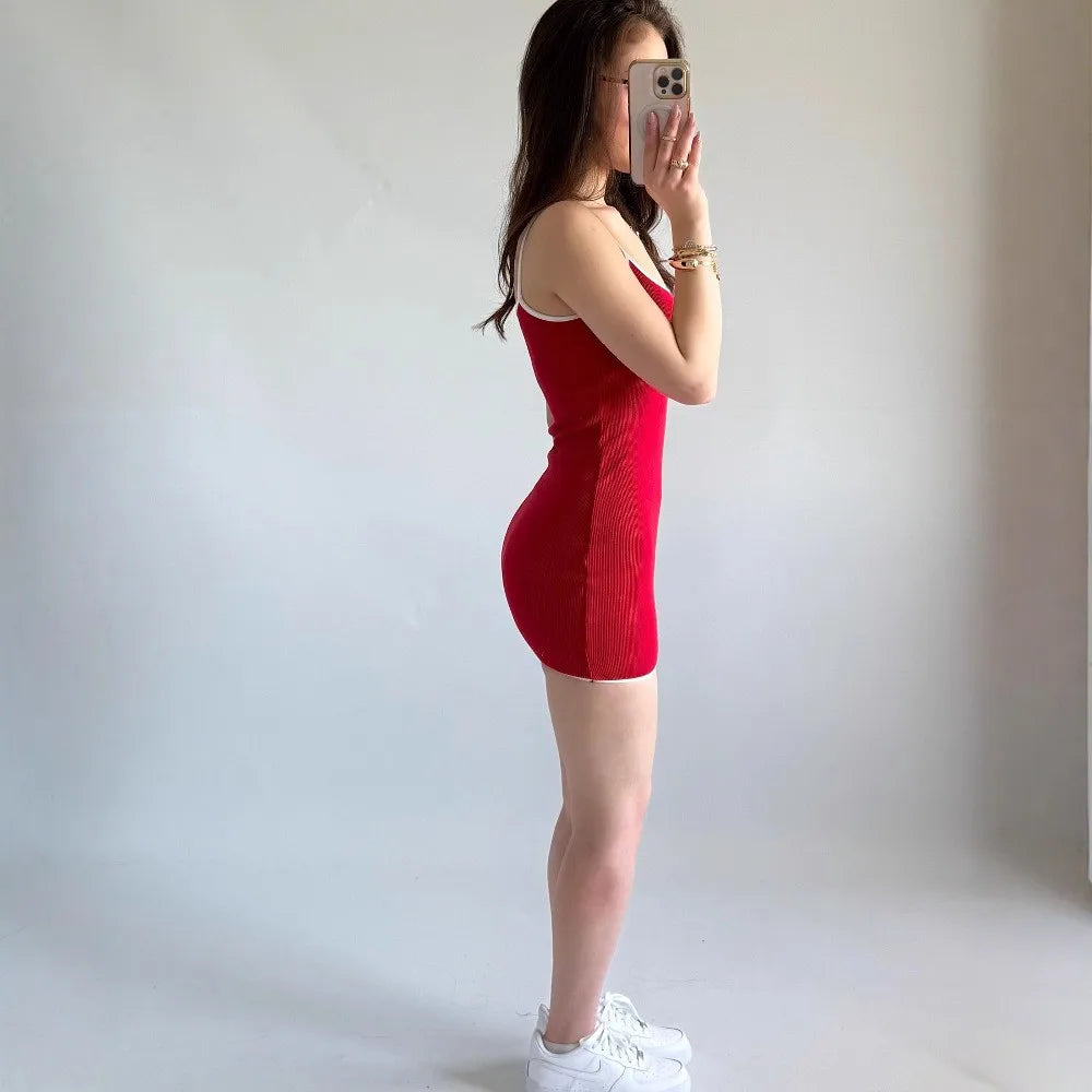 Fashionable Color Block Sexy Slim Fit Short Wrap Dress with Strap European And American Style Versatile Trans seasonal Dress