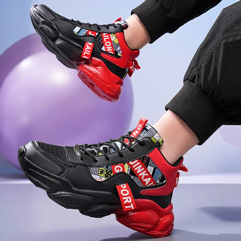 Autumn Winter Fashion Pink High Sneakers for Men Women Breathable Platform Shoes Man Trainers Outdoor Casual Sneakers Men 2025