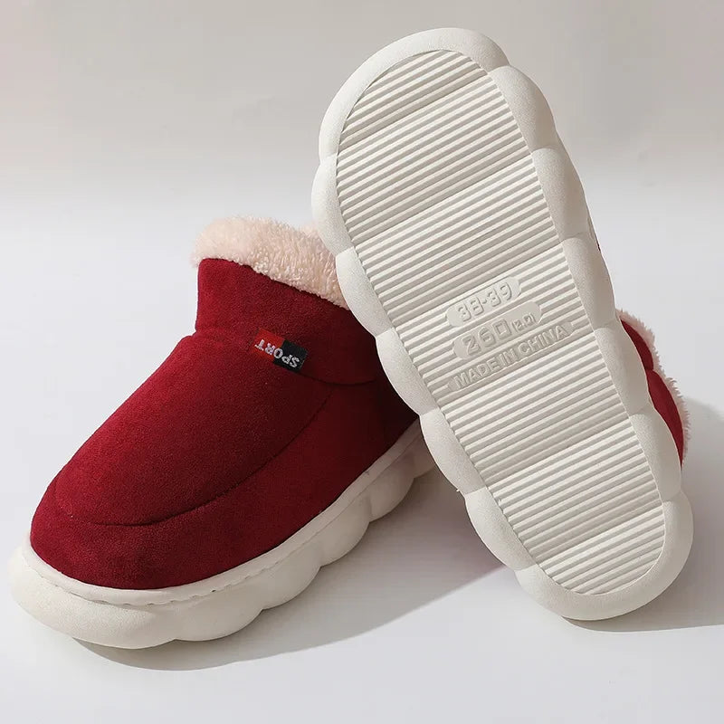 Winter Women Shoes Casual House Shoes For Men 2025 Outdoor Warm Cotton Shoes For Women Indoor Plush Padded Slippers Female