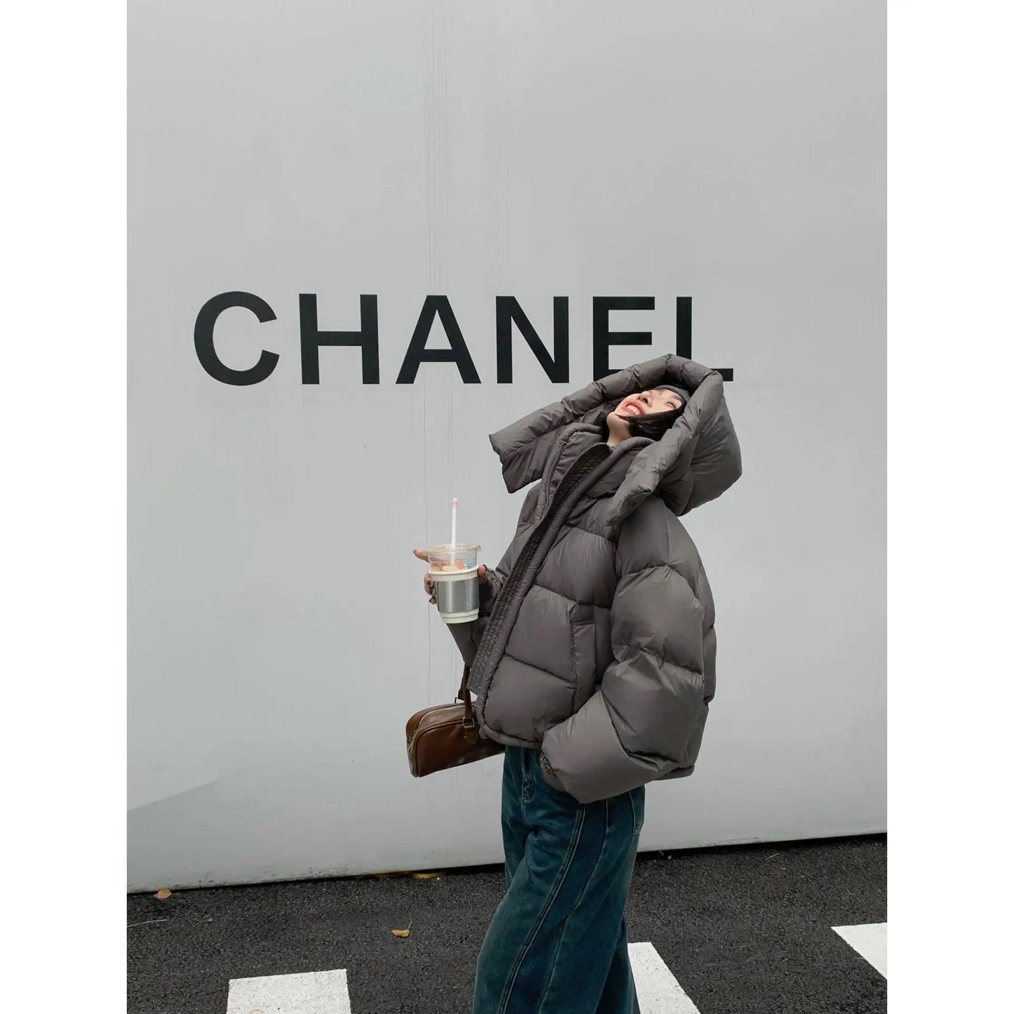 Coat New Korean Version Loose Fit Lapel Hooded Women Winter Premium Thickened Warm Bread Jacket