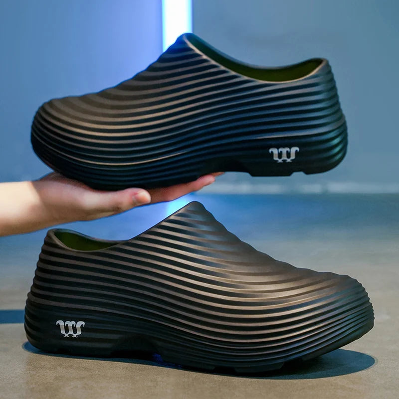 Waterproof Rubber Sandals Soft Comfort Kitchen Chef Shoes for Men Summer Beach Shoes Yacht Outdoor Casual Camping River Creek