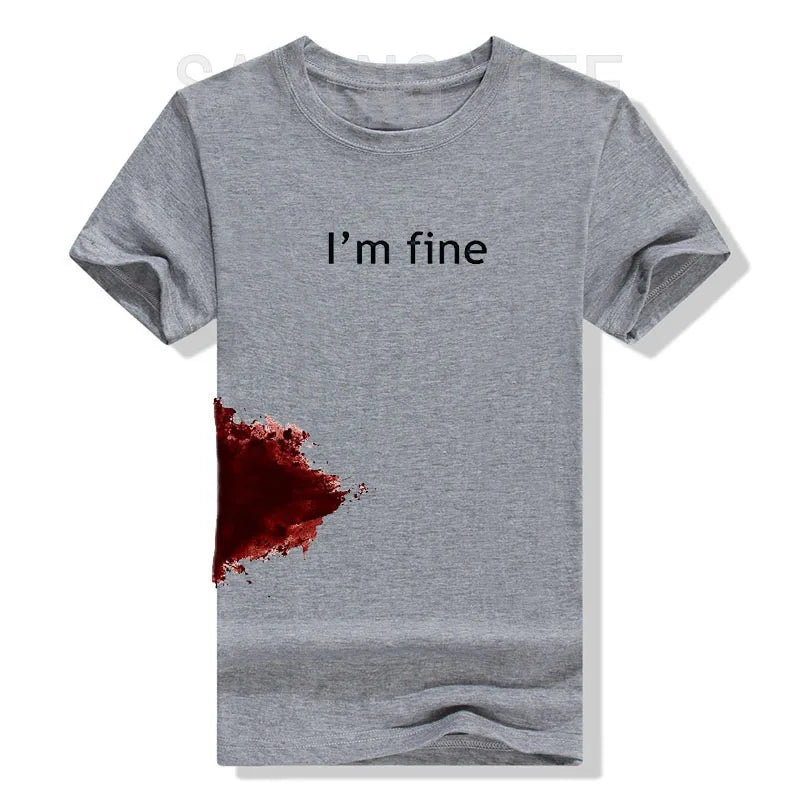 I'm Fine Graphic Novelty Sarcastic Movie Halloween Costume Humor Scary Funny T Shirt Gifts for Women Men Clothing Graphic Tee