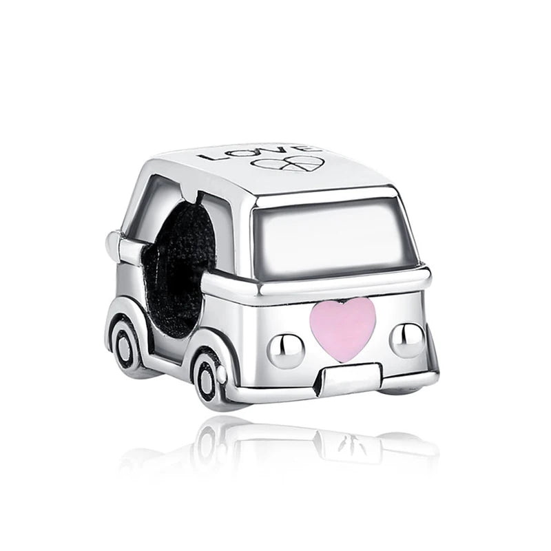 Original 925 Sterling Silver Charms Camera Suitcase London Bus Love Heart Beads Fit Bracelets Necklaces DIY Jewelry Women
