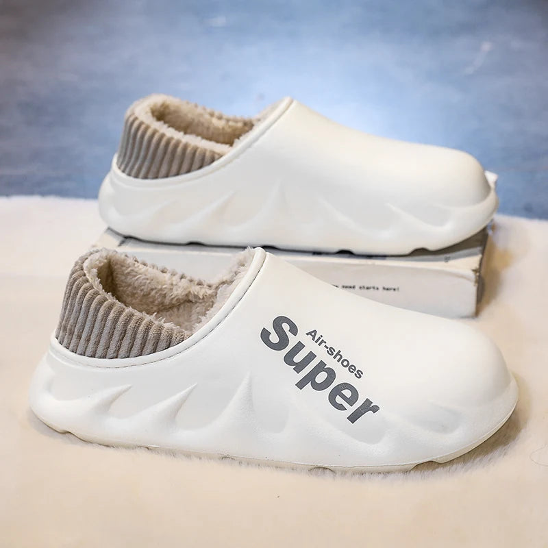 Winter Men Warm Slippers Cotton Slippers Outdoor Indoor Warm Shoes Men's Couple Home Bedroom Plush Slippers Big Size 46 47 48 49