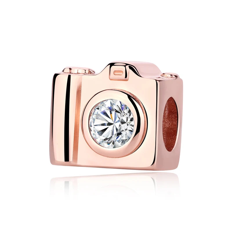 Original 925 Sterling Silver Charms Camera Suitcase London Bus Love Heart Beads Fit Bracelets Necklaces DIY Jewelry Women