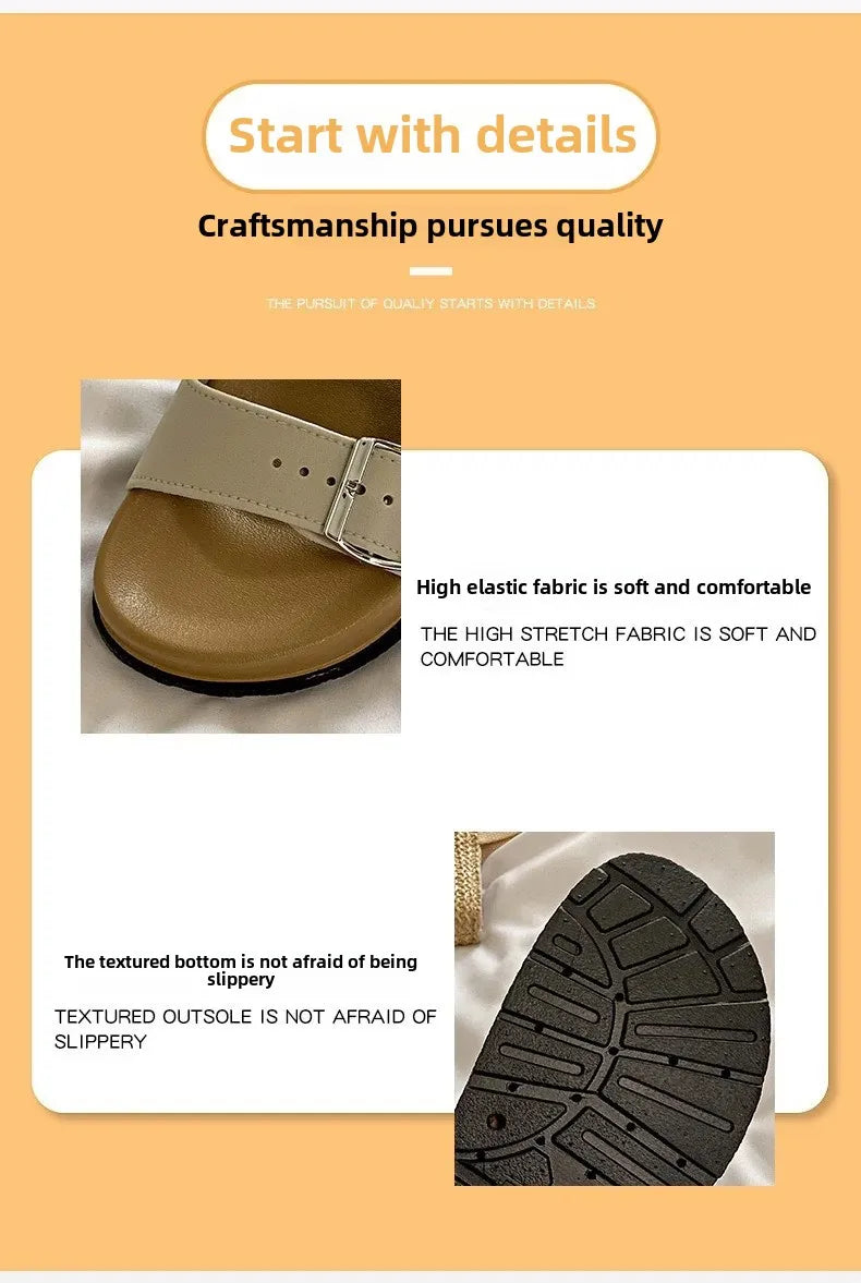 Women's Belted Sandals Roman Style PVC Material Open Toe Metal Decorated Flat Heels Spring Summer Outdoor Wear Fashionable Versa