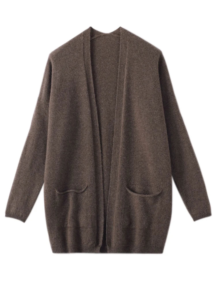 Autumn Winter 100% Pure Wool Women Cardigan High Quality Cashmere Jacket Casual Sweater Street Wear Warm Overcoat Female Kore