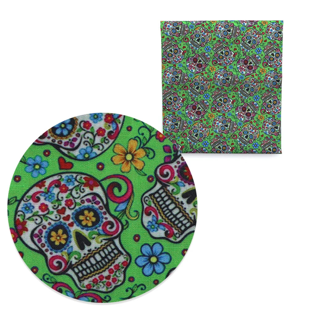 Halloween Skull Bone Skeleton Printed Polyester Pure Cotton Material Patchwork Tissue Sewing Quilting Fabrics Needlework DIY