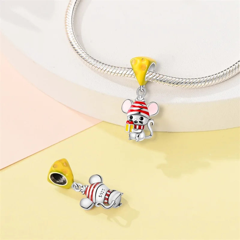 S925 Sterling Silver Owl Squirrel Bear Hedgehog Cute Animal Series Creative Charms Beads Fit Pan Original Bracelets DIY Jewelry