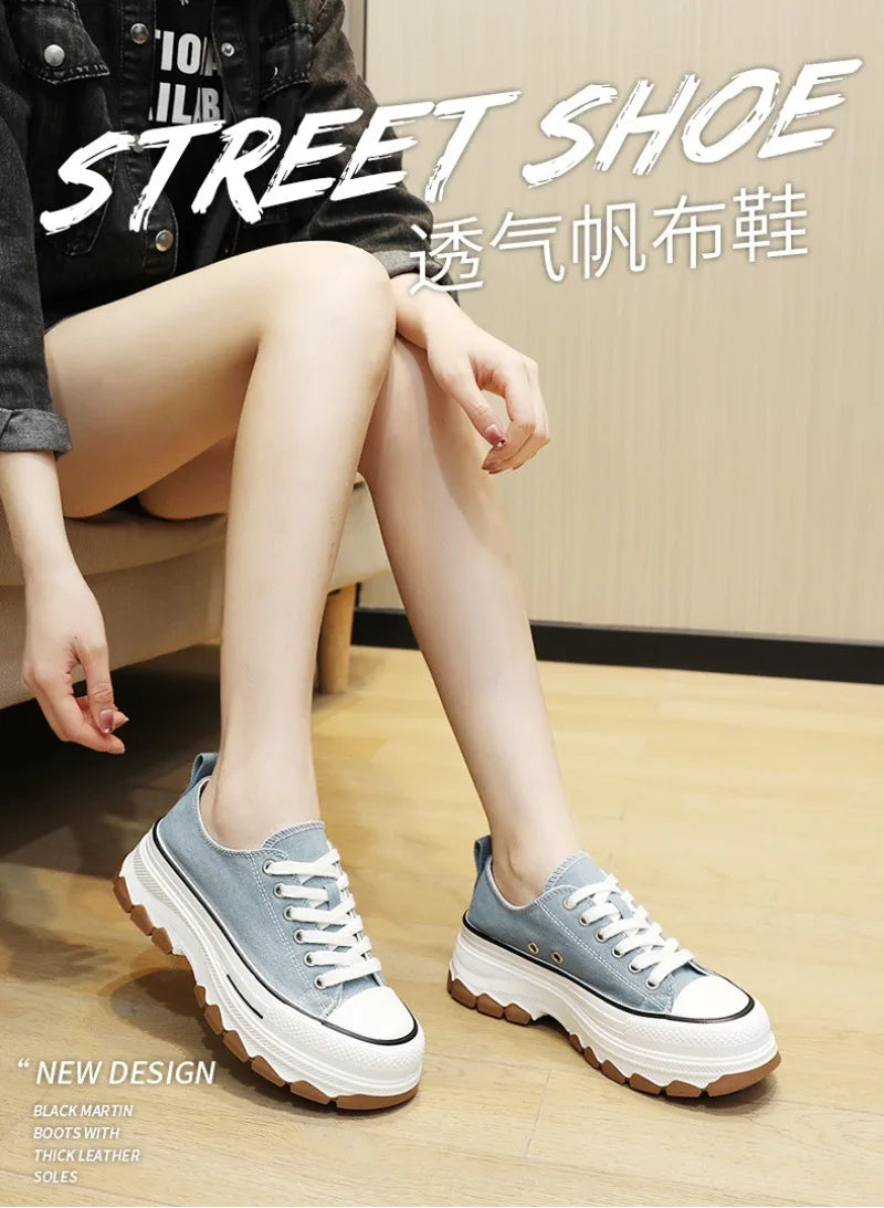Summer Hot Sale Women's Canvas Shoes Fashion Breathable Platform Sneakers Female Flats Shoe Korean Trendy All-match Casual Shoes