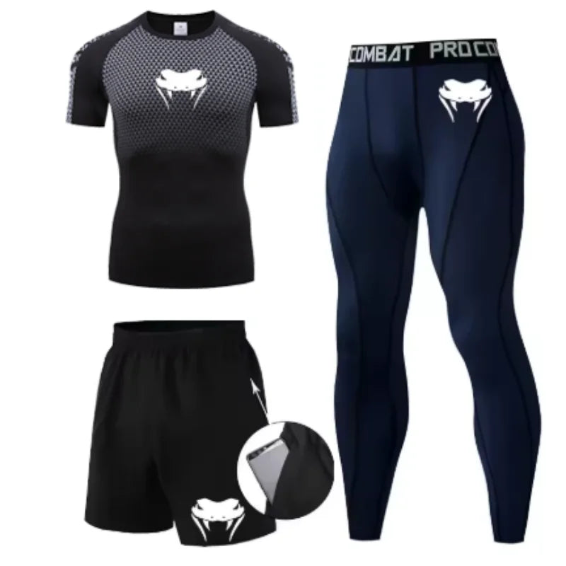 New MMA T-shirts+Pants Set Jiu jitsu Rashguard Men Bjj Muay Thai Jerseys Long Sleeve Boxeo Clothing Gym rshirt Tops Pants Shorts