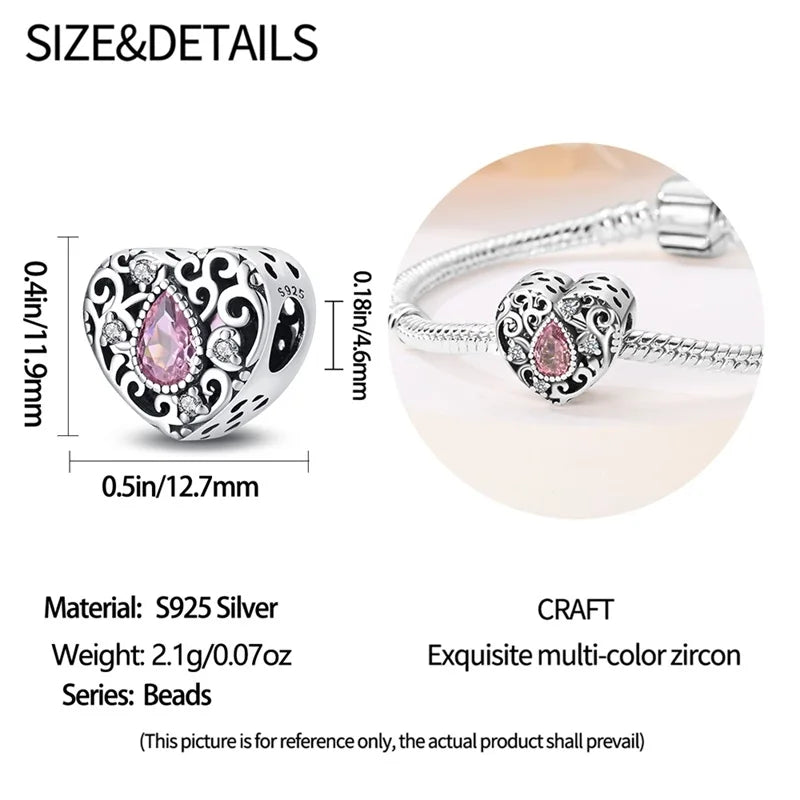 925 Sterling Silver Classic Retro Lotus Heart-Shaped Charms Beads Fit Original Pandach Bracelets Fine DIY Anniversary Jewelry