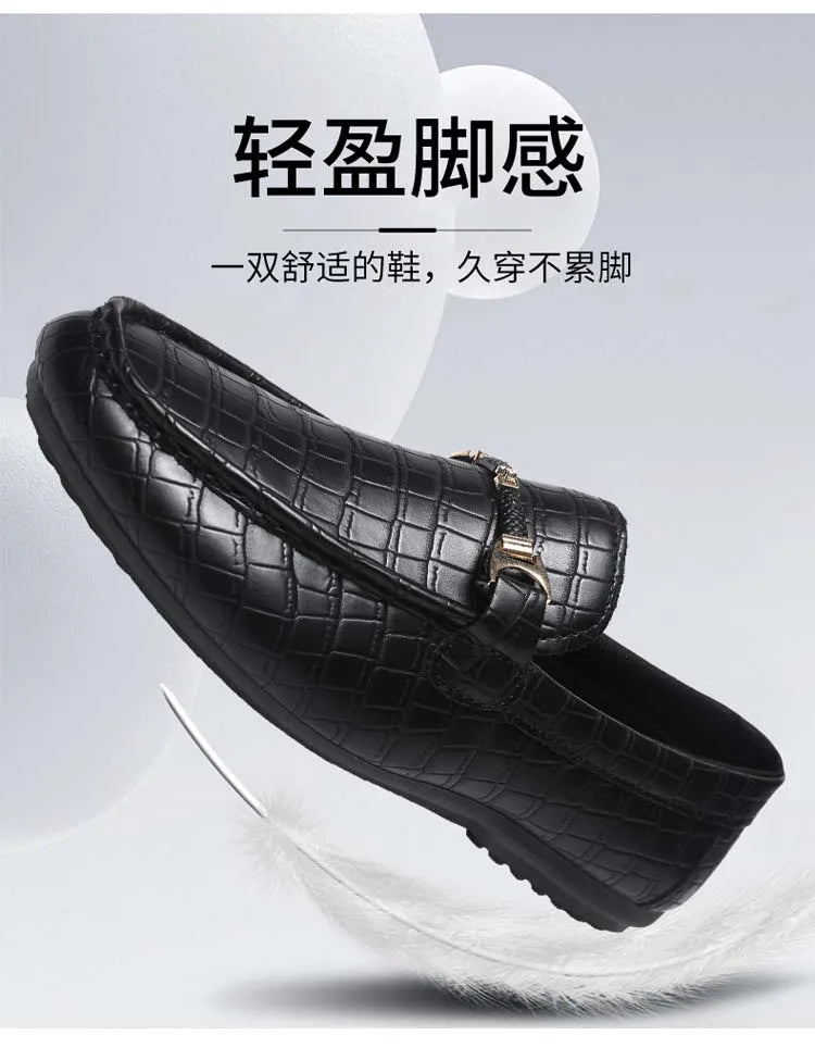 Autumn trend of 2025 men's bean shoes checkerboard casual men's shoes compound Leather men's flat shoes men's driving Size 39-46