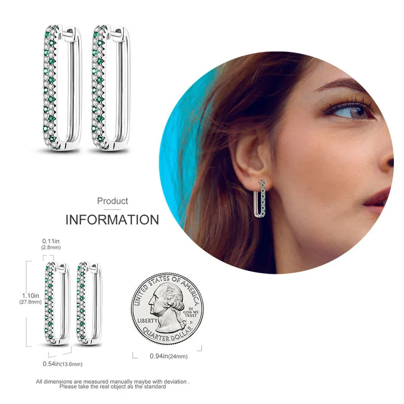 925 Silver Hoop Earrings For Woman Pendientes Zircon Heart Shape Star Eardrop Original Earring Fashion Jewelry