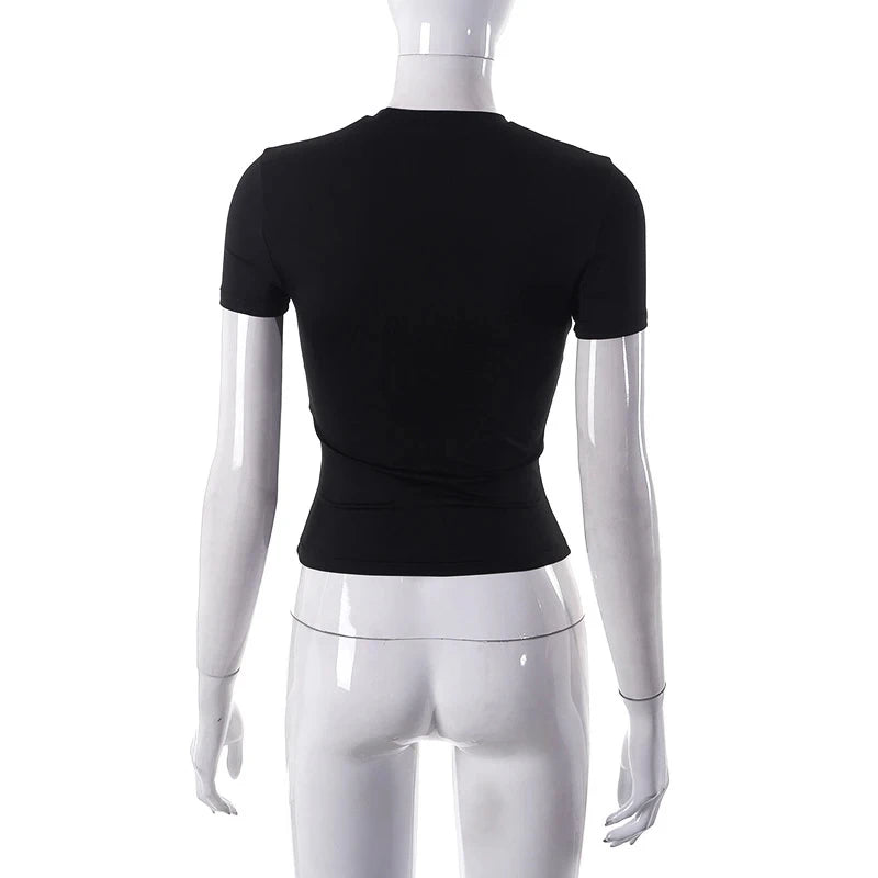 Spring Summer New Short Sleeve T-Shirt Women Solid Simple Casual Soft All-Match Hot Basic Crop Tops Tees Summer Fashion