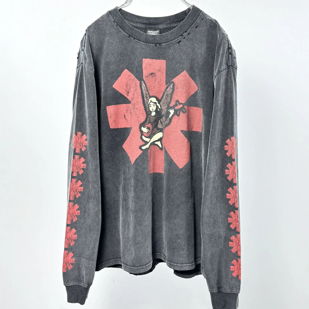 Vintage Rock Band SAINT L/S 25AW Long Sleeves Washed T Shirt Men Women Tee Tops T-Shirts