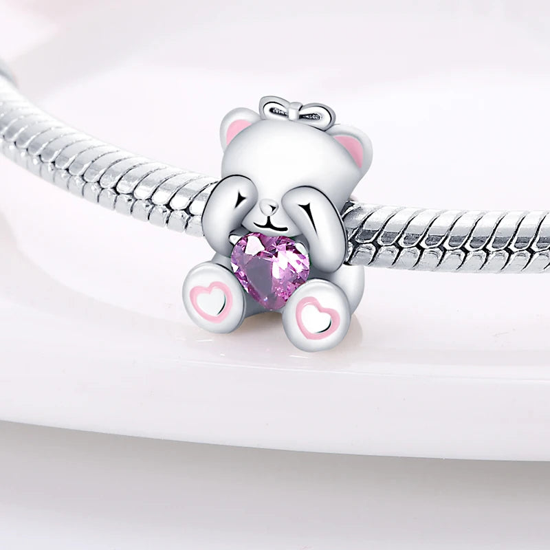 S925 Sterling Silver Owl Squirrel Bear Hedgehog Cute Animal Series Creative Charms Beads Fit Pan Original Bracelets DIY Jewelry