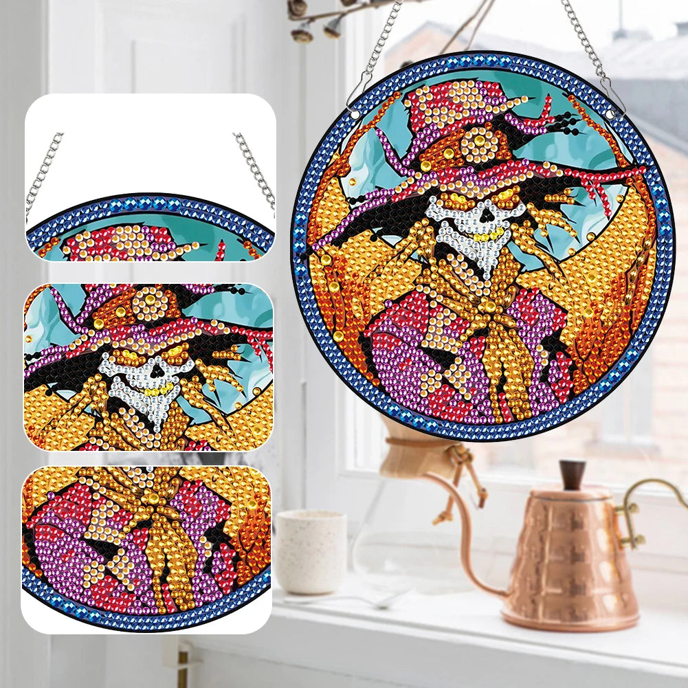 Special Shape Halloween Pumpkin Carriage 5D DIY Diamond Painting Dots Pendant Rhinestone Diamond Art Pendants for Wall Window