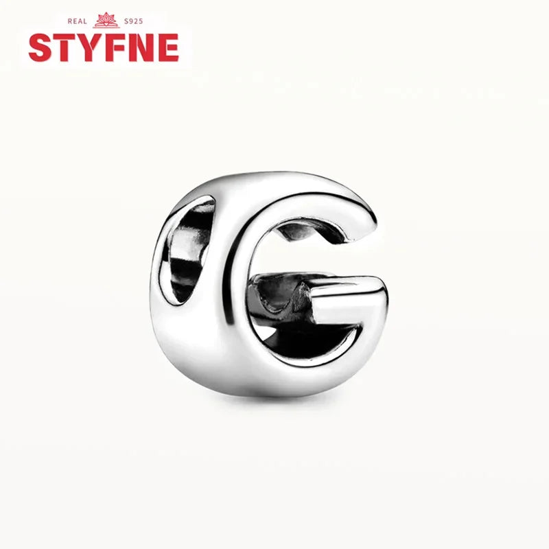 Silver 925 26 Letter A-Z Alphabet Charm Fine Beads Fit Original Charms Silver Bracelet DIY Fine Jewelry for Women Gifts Making