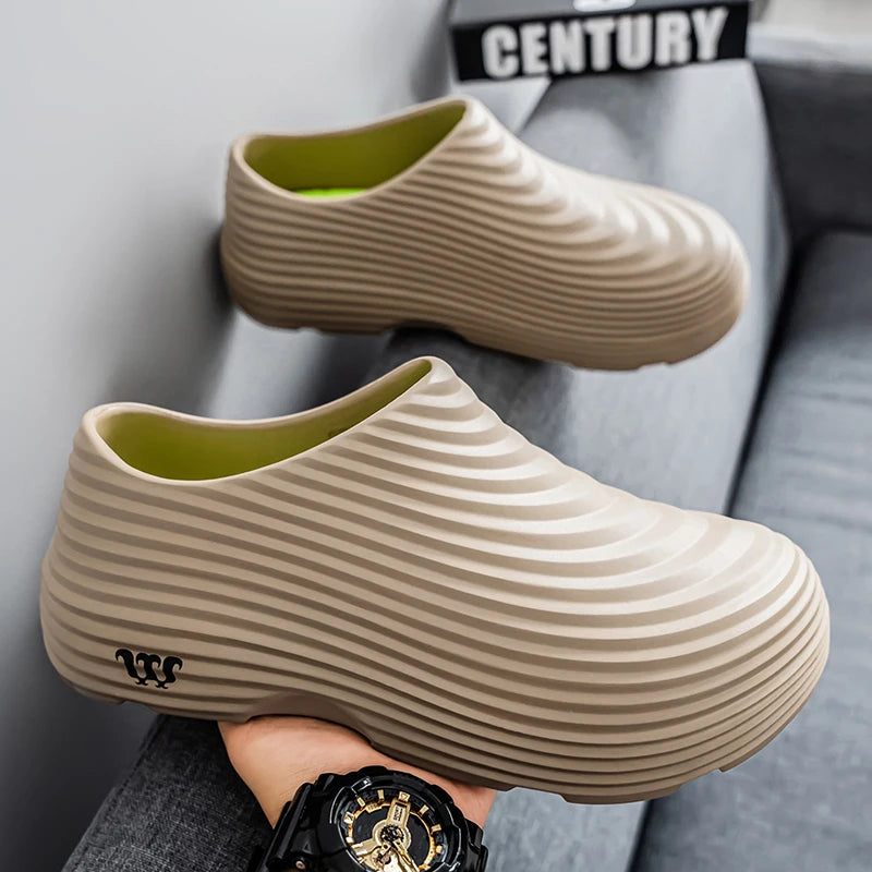 Waterproof Rubber Sandals Soft Comfort Kitchen Chef Shoes for Men Summer Beach Shoes Yacht Outdoor Casual Camping River Creek