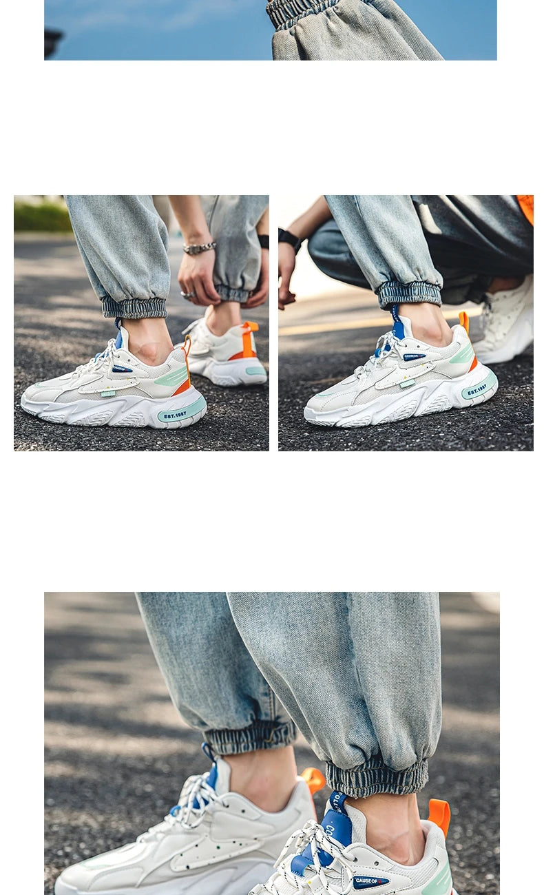 2024 Fashion and Comfortable Mesh Breathable Outsole Shoes Summer Hot Sale Mens Casual Shoes Thick Bottom Breathable Sneaker