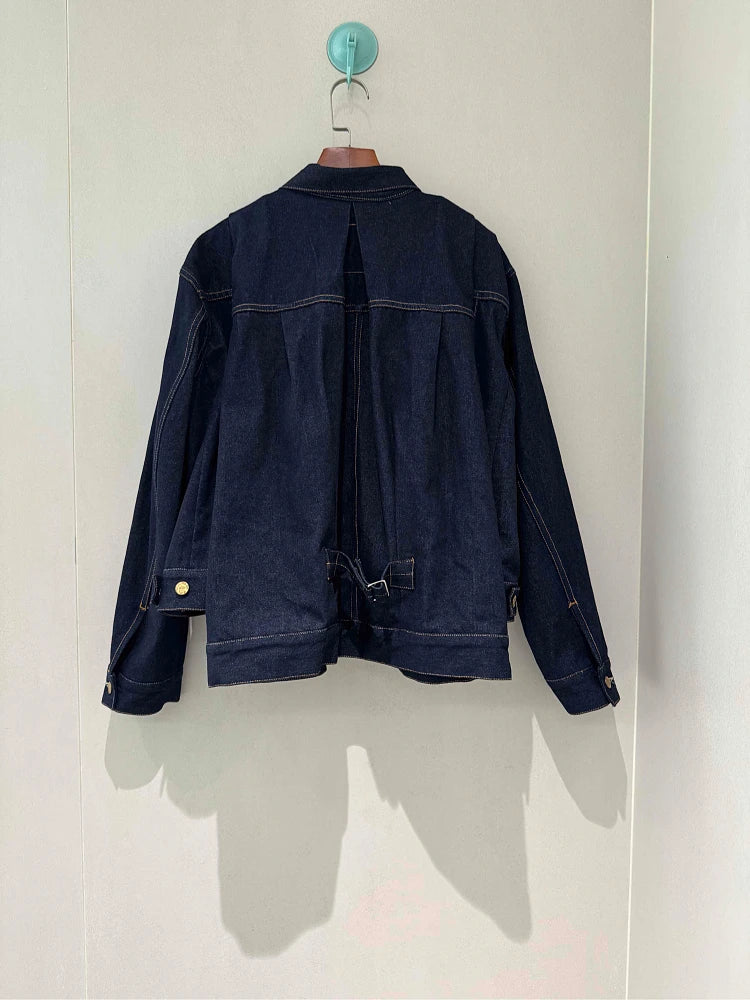 2025fw spring autumn new women's luxury high quality denim jacket female casual cowboy loose coat overcoat 2 color tutu