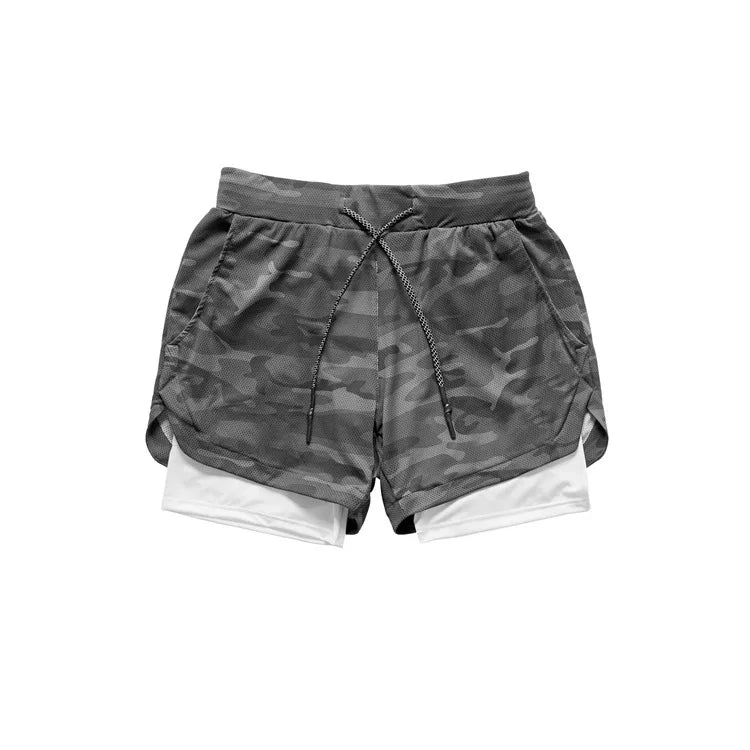 Camo Running Shorts Men Gym Sports Shorts 2 In 1 Quick Dry Workout Training Gym Fitness Jogging Short Pants Summer Men Shorts