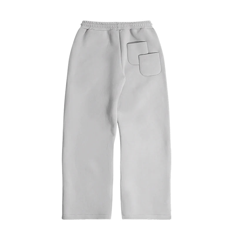 Casual Solid Hooded Pullover Straight Pants 2 Piece Set Tracksuit For Male Fashion Loose Hoodies Sweatshirt Wide Leg Sweatpants
