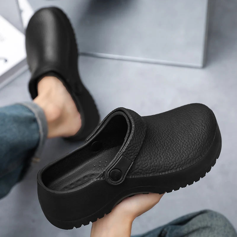 Summer Chef Shoes for Man Sport Sandals Flat Non Slip Clogs Kitchen Shoe Multi Occasion Multi Crowd Work Shoes Walking Slippers