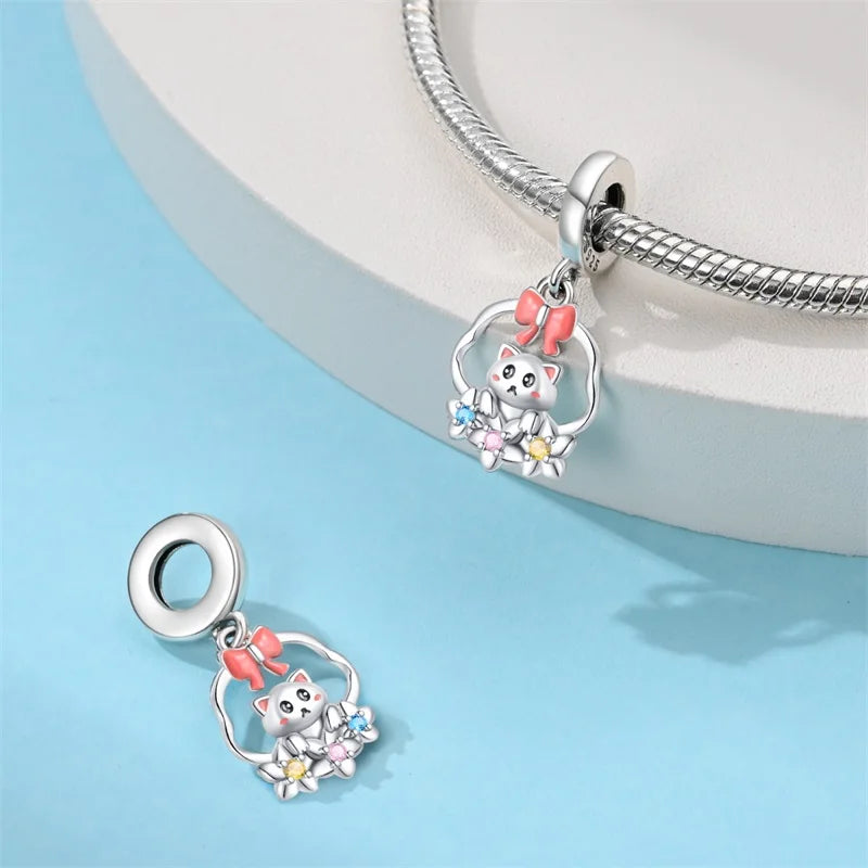 S925 Sterling Silver Owl Squirrel Bear Hedgehog Cute Animal Series Creative Charms Beads Fit Pan Original Bracelets DIY Jewelry