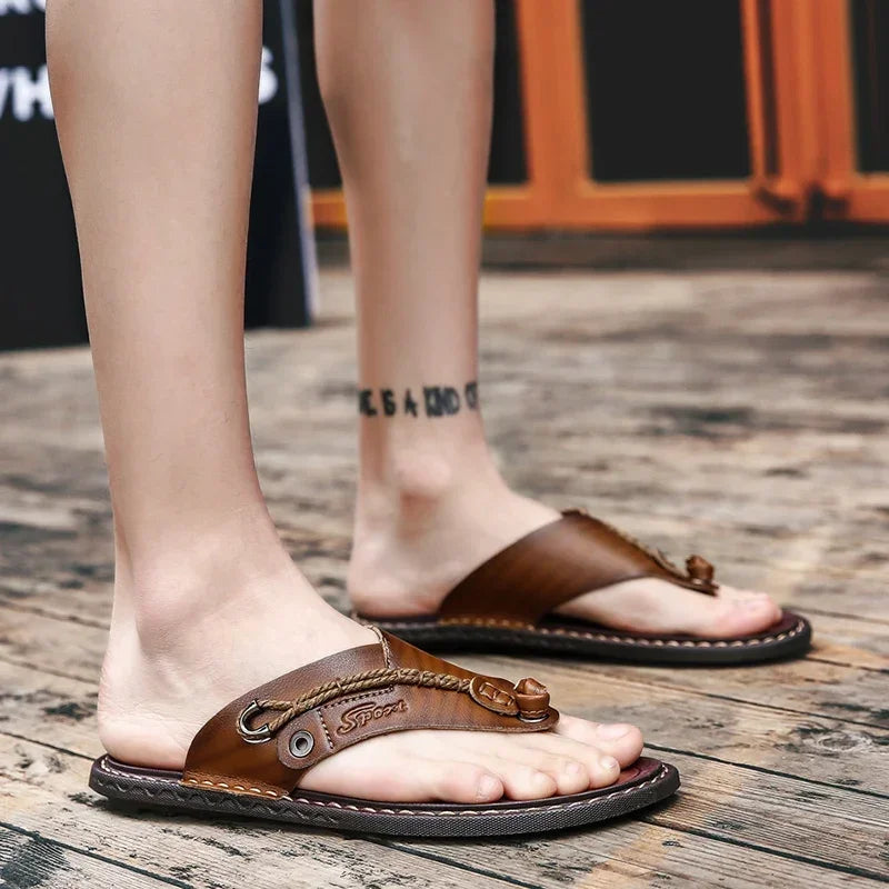 Men Handmade Braided Rope Flip-flops Mixed Colors Low Gang Summer Casual Outdoor Breathable Beach Shoes Non-slip Oxfords Slides