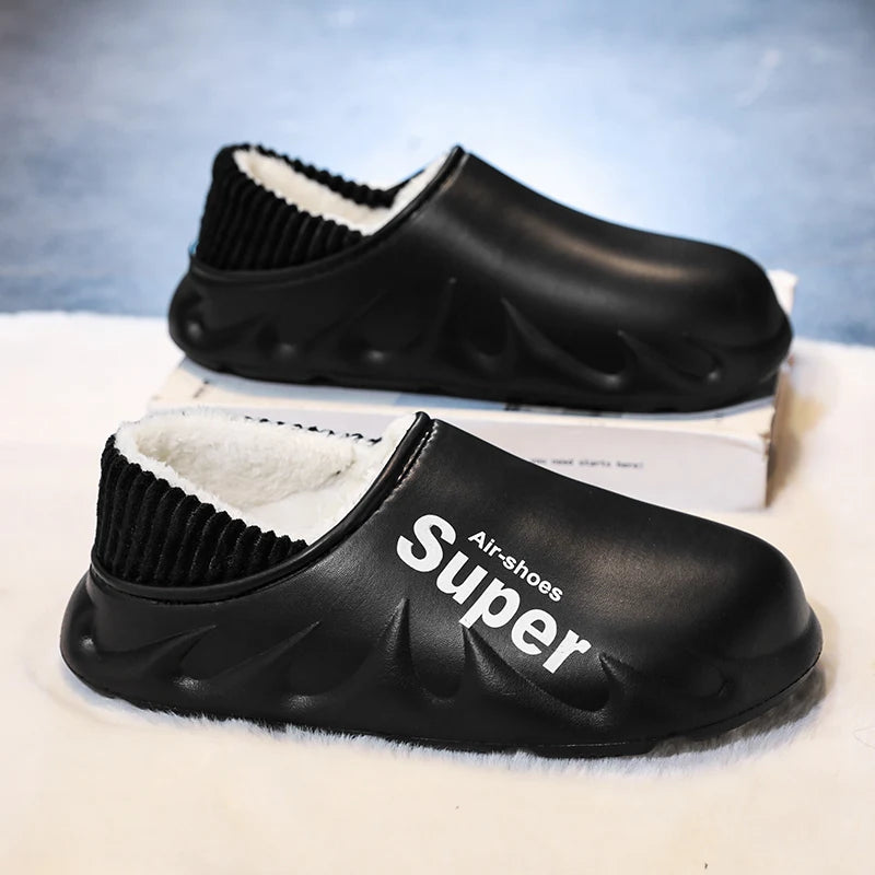 Winter Men Warm Slippers Cotton Slippers Outdoor Indoor Warm Shoes Men's Couple Home Bedroom Plush Slippers Big Size 46 47 48 49