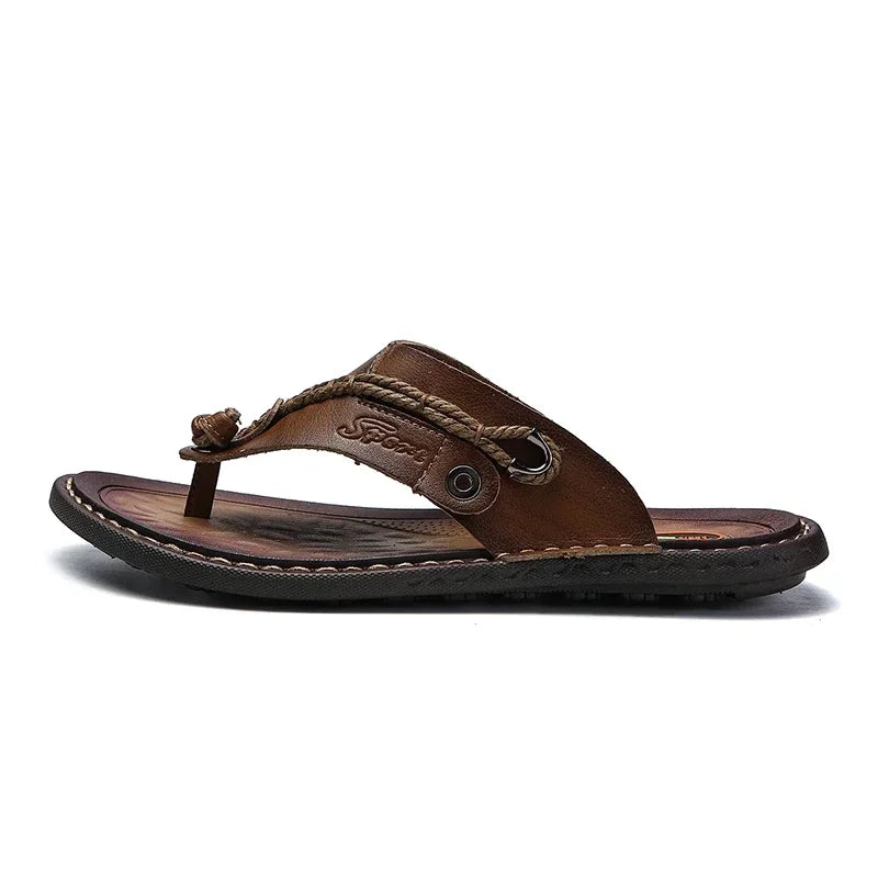 Men Handmade Braided Rope Flip-flops Mixed Colors Low Gang Summer Casual Outdoor Breathable Beach Shoes Non-slip Oxfords Slides