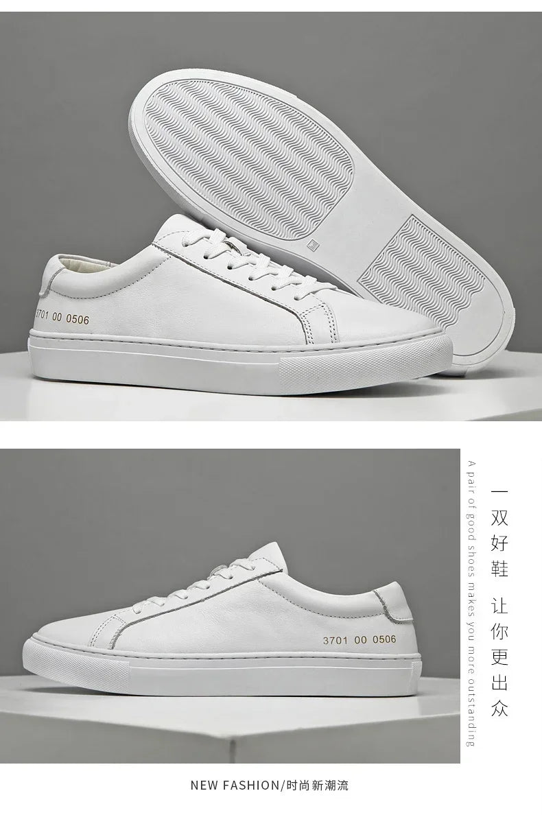 Italian Genuine Leather Men's Shoes 2024 Designer White Shoes Comfy Walking Shoes Lace-up Business Outdoor Zapatos Para Hombre