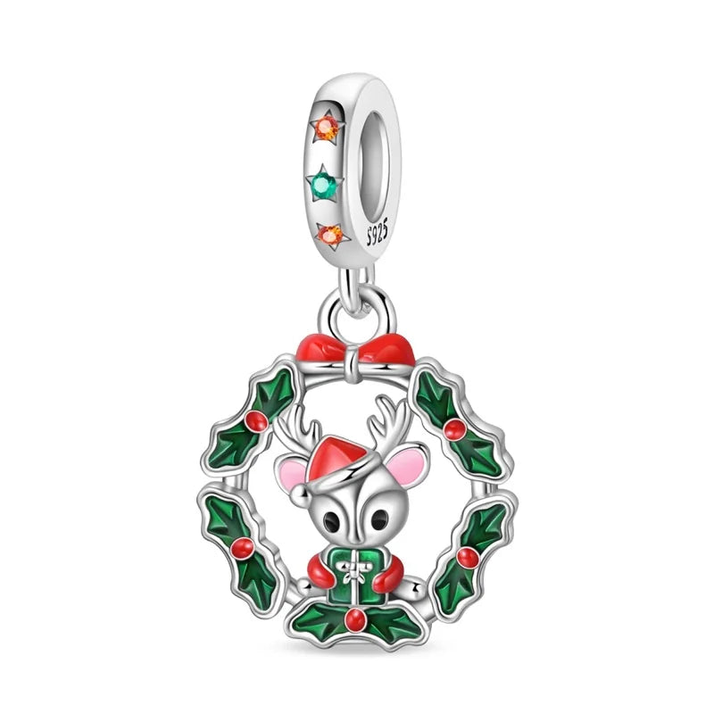 New Fireplace Snowman Sweater Sweet Romantic Christmas Winter Theme Charms Beads Fit Pan 925 Original Bracelets DIY Fine Jewelry
