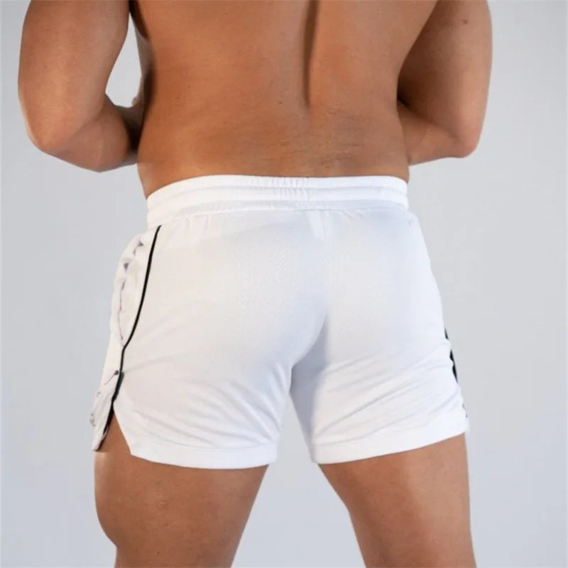 Summer thin mesh sports shorts men's breathable trend muscle fitness training three point pants running casual sports shorts