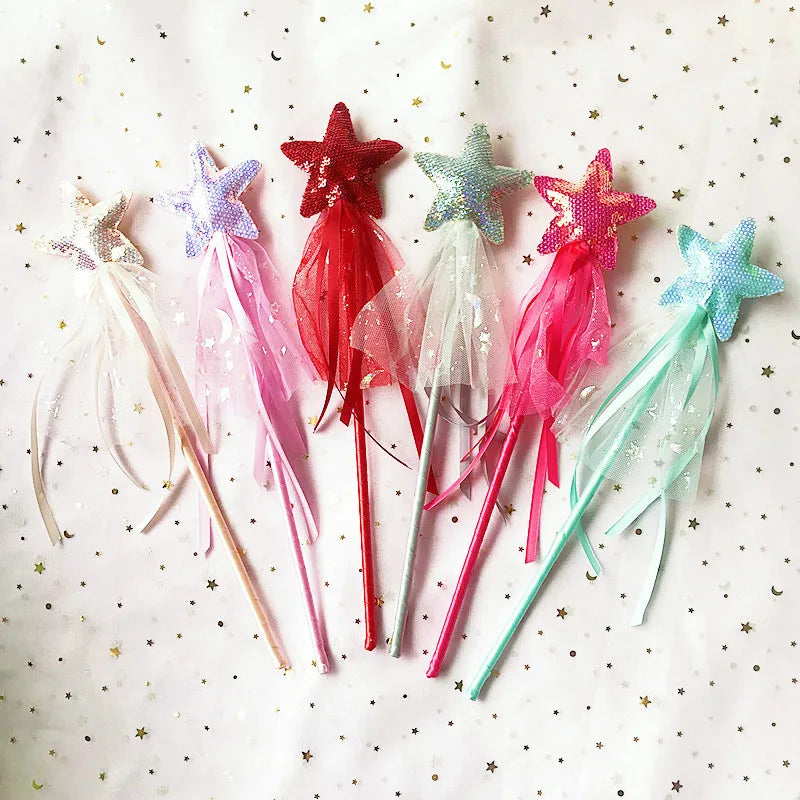Fashion Baby Girl Princess Dreamlike Sequins Star Stick Fairy Wand Birthday Gift Party Christmas Halloween Accessary