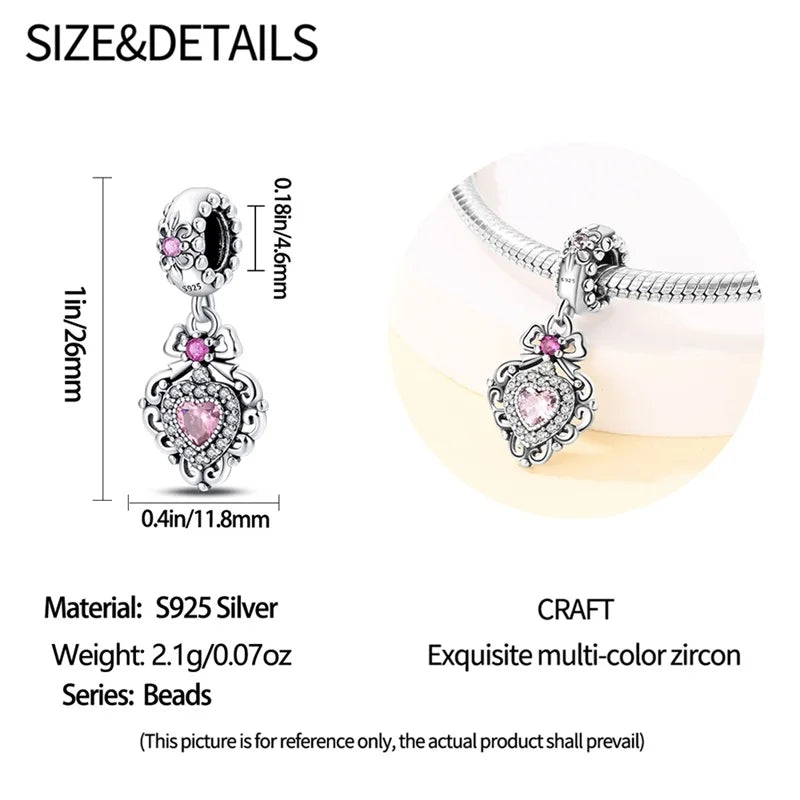 925 Sterling Silver Classic Retro Lotus Heart-Shaped Charms Beads Fit Original Pandach Bracelets Fine DIY Anniversary Jewelry