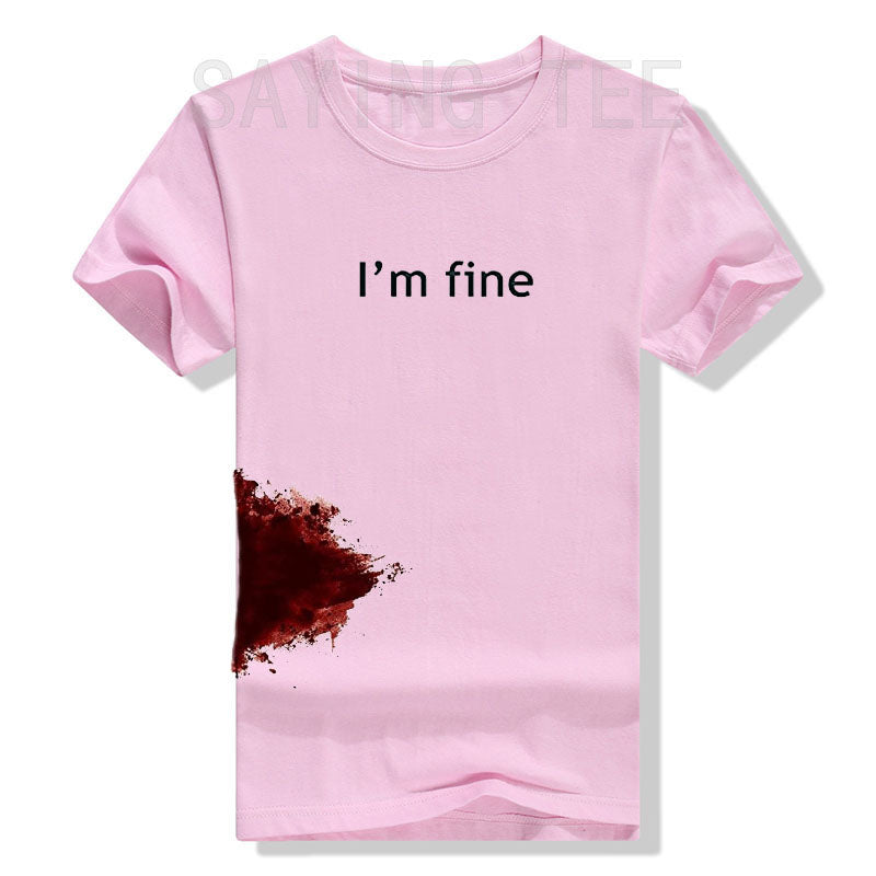 I'm Fine Graphic Novelty Sarcastic Movie Halloween Costume Humor Scary Funny T Shirt Gifts for Women Men Clothing Graphic Tee