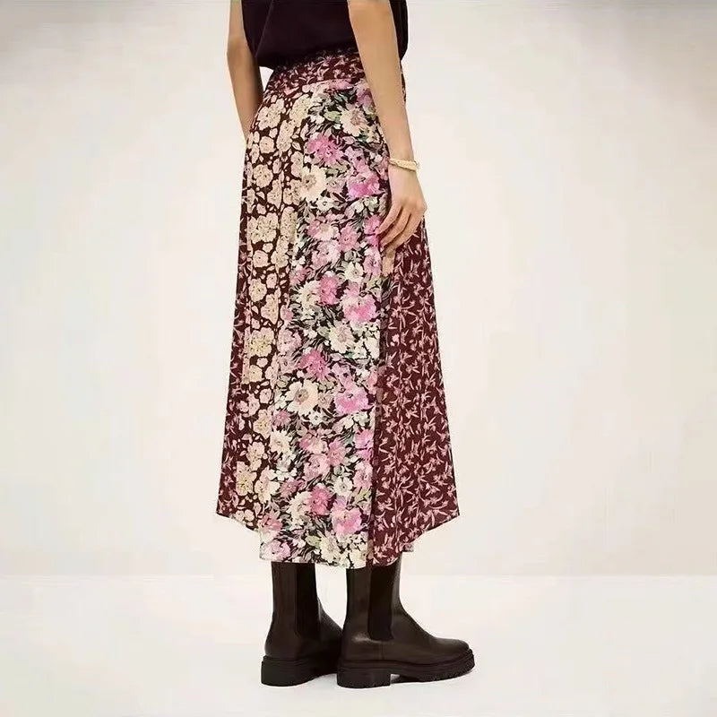 Waist Hollow out Women's Long Dress Deep V Short Sleeve 2025 Summer Lady Floral Printed Robe