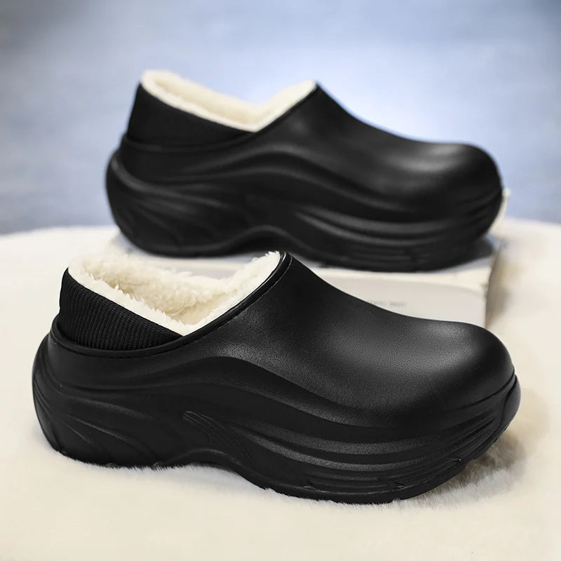 Unisex Home Slipper 2024 New Winter Waterproof EVA Slippers Plush Warm Lining Man House Warm Clogs High Quality Women Shoe